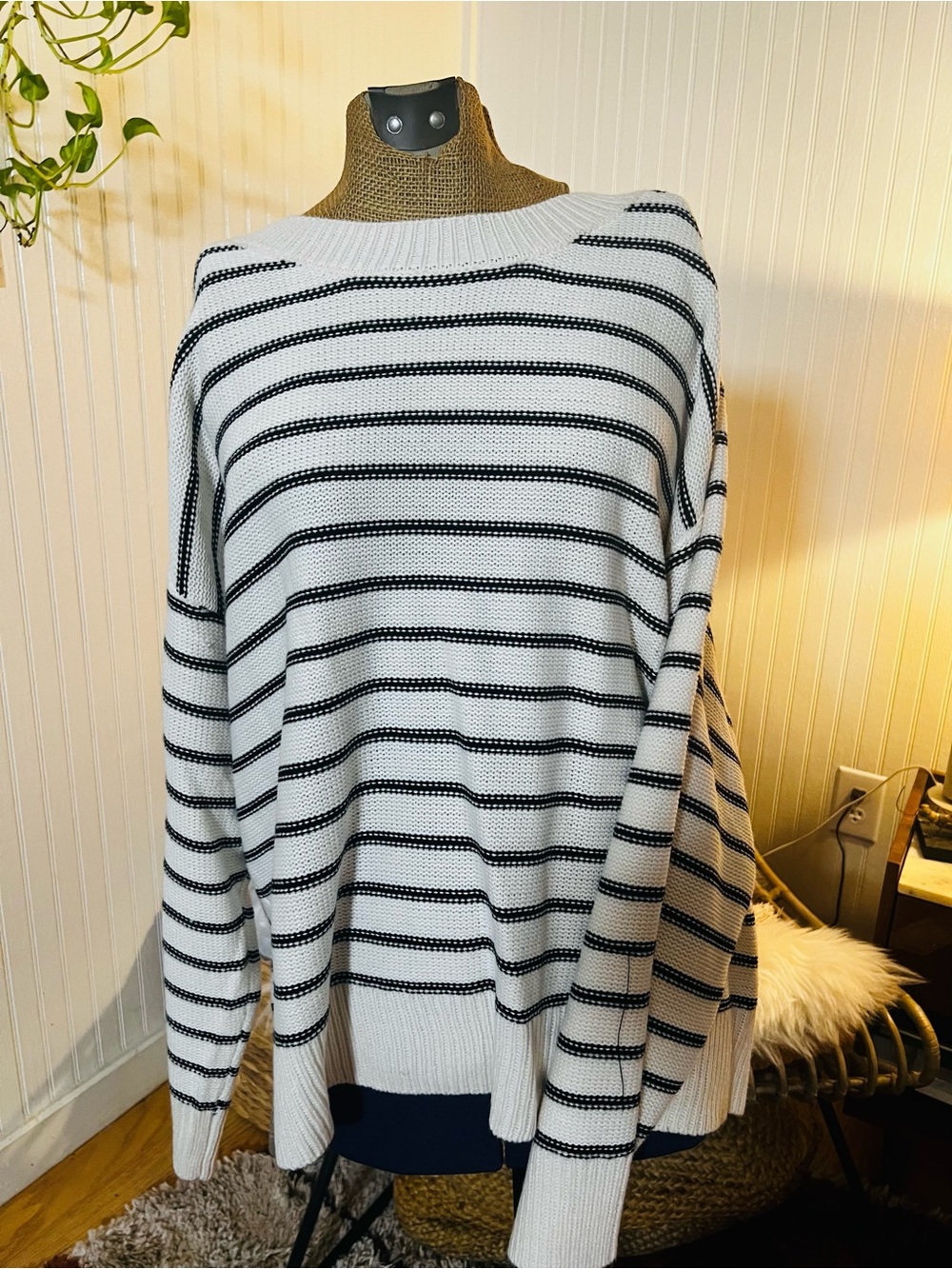 Striped Black and White knit Sweater-Womens Brand New